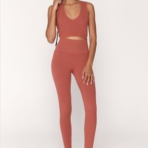 Spirtual Gangster Rust Terracotta Peach Rib Sculpt Leggings Sz XS/S